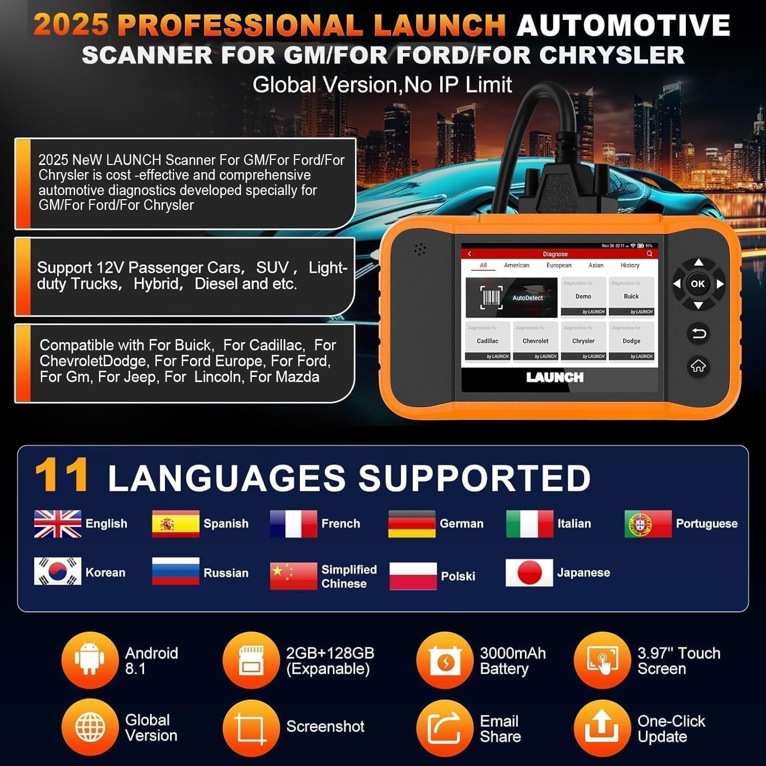 LAUNCH X431 Creader Elite 2.0 FGC OBD2 Scanner