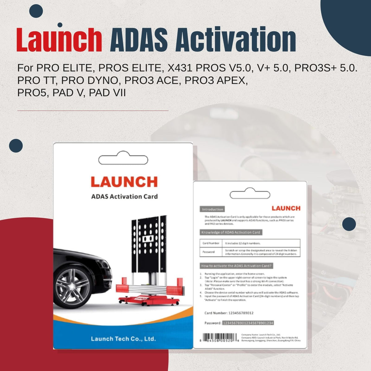 Launch X431 ADAS Activation Card Calibration Software Application Main image